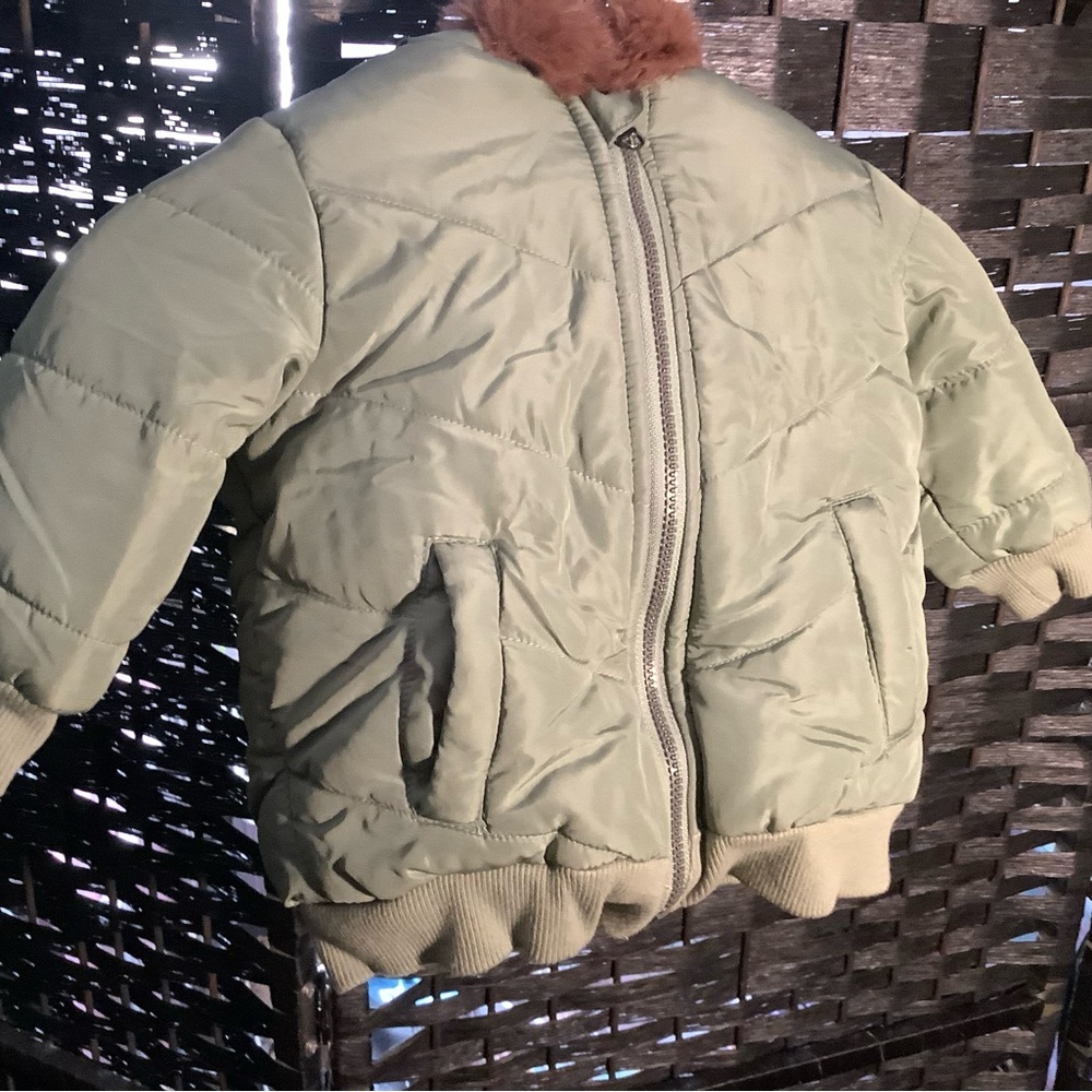First Impressions Kids Puffer Jacket in Light Olive